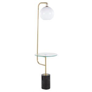 Lumisource Symbol Glass Polypropylene Floor Lamp with Side Table in Clear/Black | Cymax