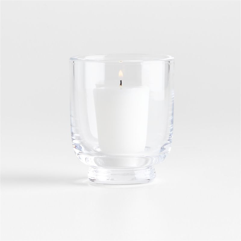 Soto Clear Glass Tealight and Votive Holder 3.5" | Crate & Barrel | Crate & Barrel