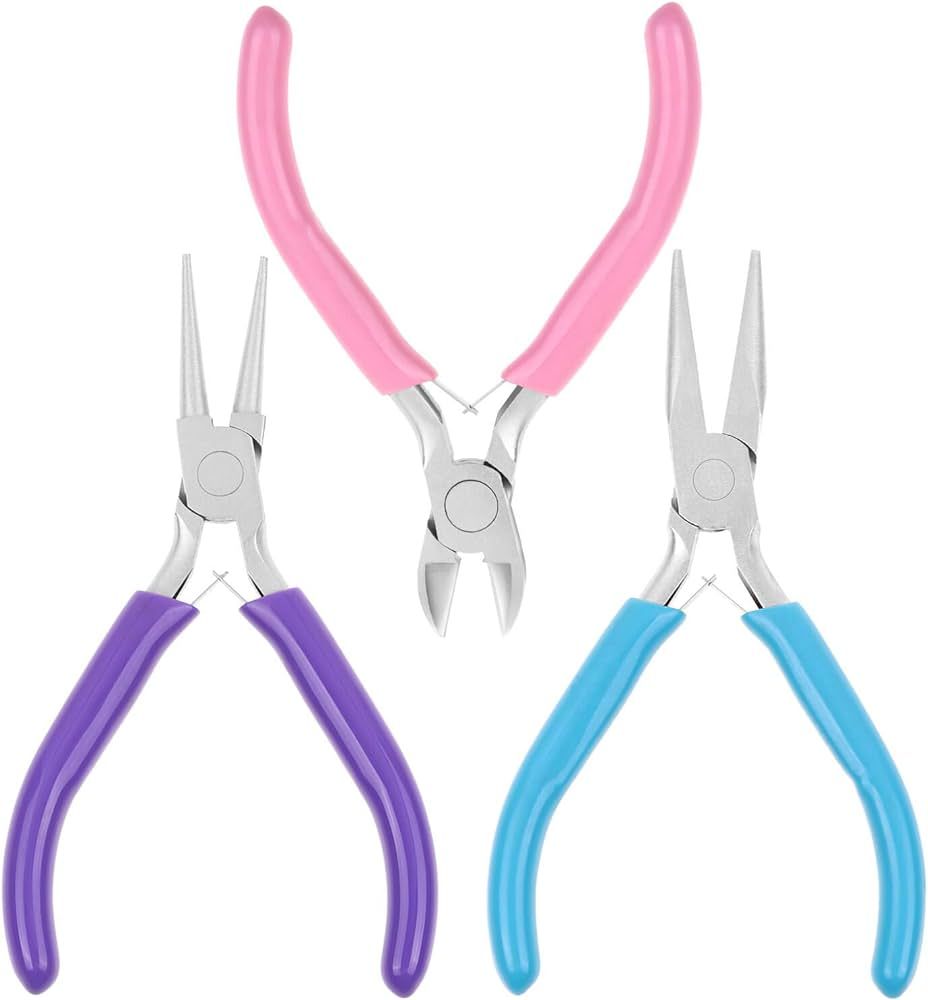 Shynek Jewelry Pliers, 3pcs, Tools with Needle/Chain Nose Pliers, Round Nose Pliers and Wire Cutt... | Amazon (US)