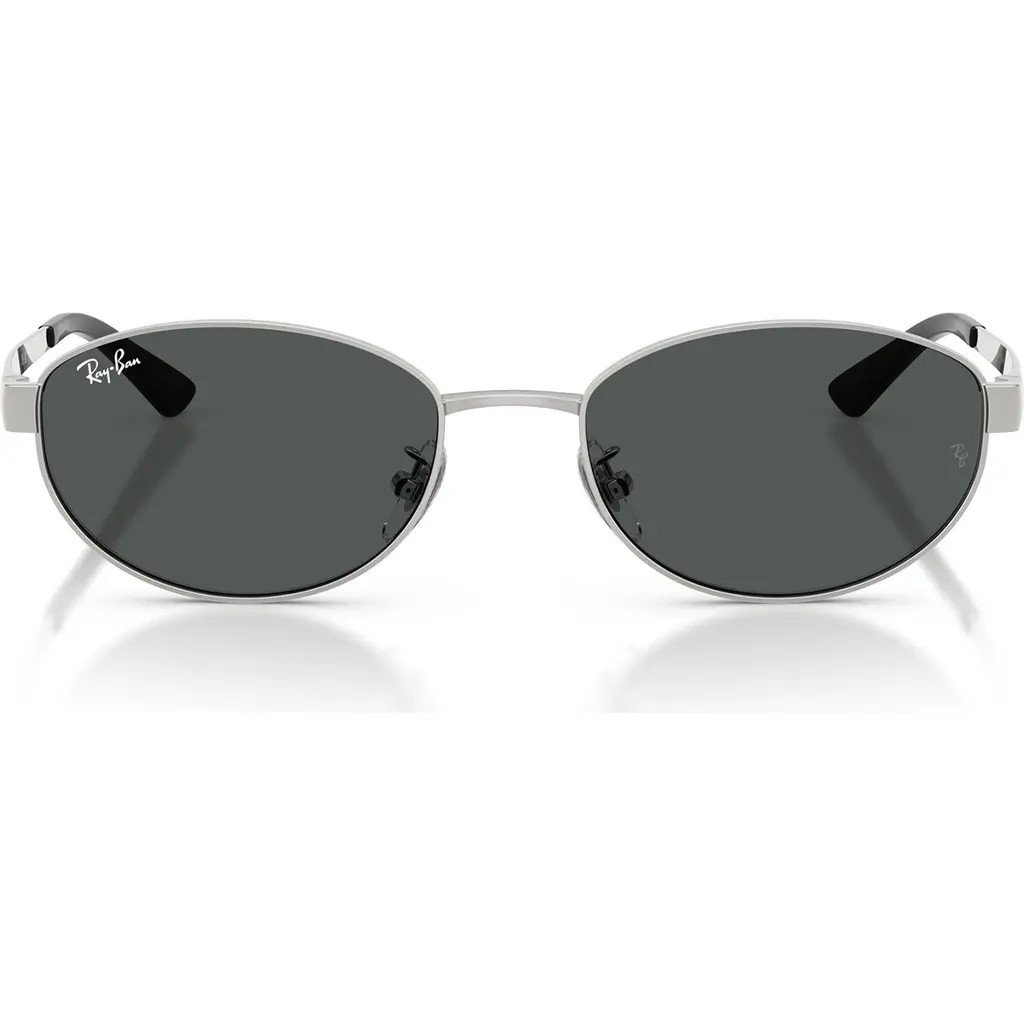 Ray-Ban 55mm Oval Sunglasses in Silver /Dark Grey at Nordstrom | Nordstrom