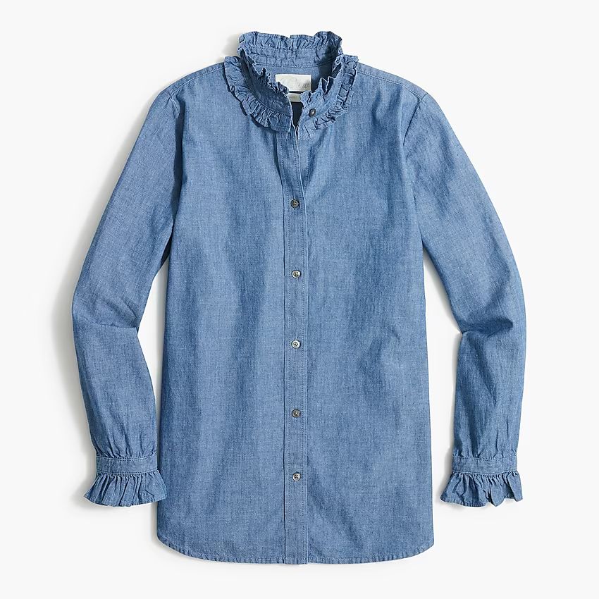 Ruffleneck chambray shirtItem BJ328 
 Reviews
 
 
 
 
 
8 Reviews 
 
 |
 
 
Write a Review 
 
 
 ... | J.Crew Factory