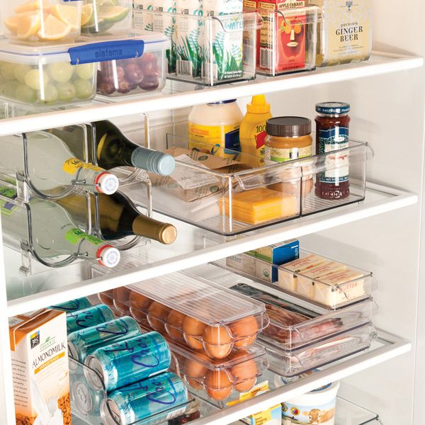 iDESIGN Narrow Deep Fridge Bins Tray Clear | The Container Store