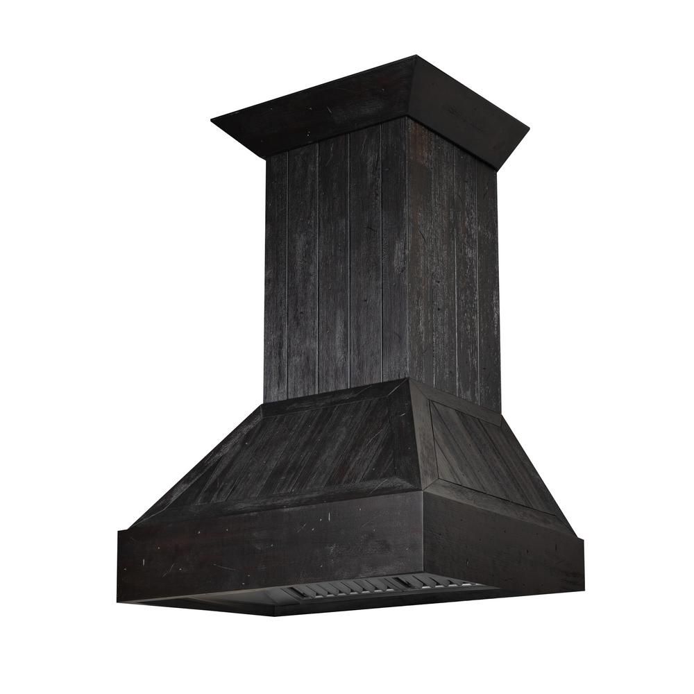 ZLINE Kitchen and Bath ZLINE 30 in. Shiplap Wooden Wall Mount Range Hood in Rustic Dark Finish - Inc | The Home Depot