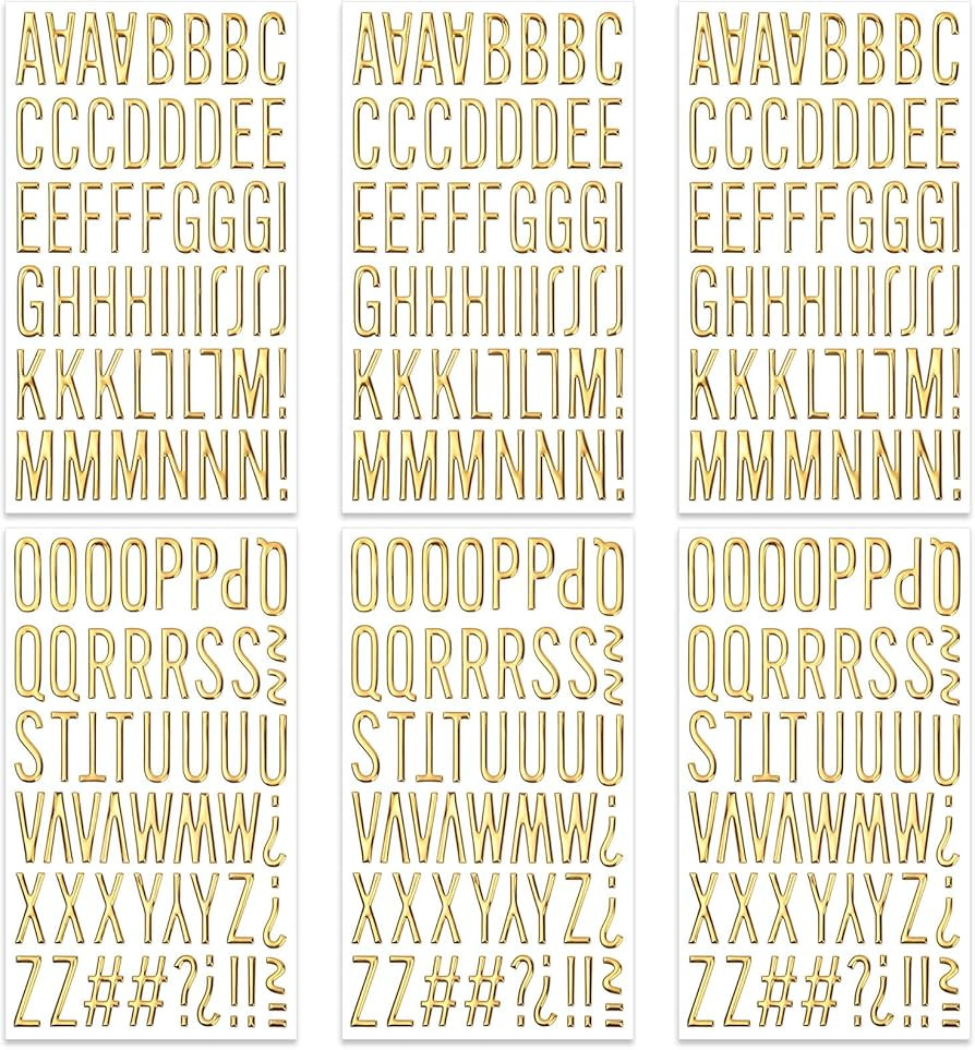 6 Sheets 3D Gold Letter Stickers, Foam Alphabet Stickers and Number Sticker for Scrapbooking, Puf... | Amazon (US)