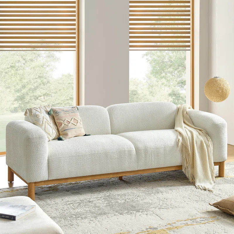 Matlin 91" Modern Boucle Sofa with Solid Wood Base | Wayfair North America