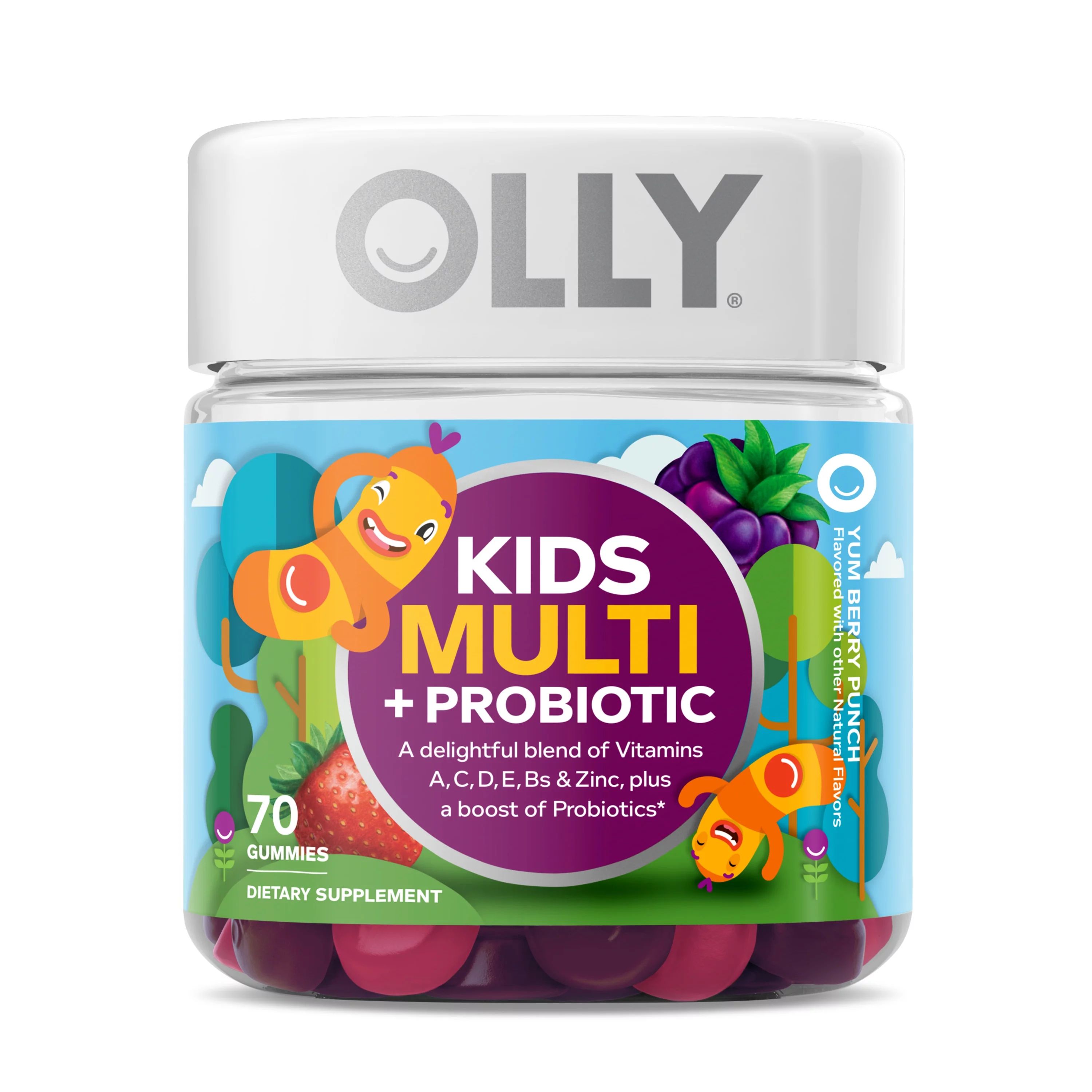 OLLY Kids Multivitamin + Probiotic Gummy, Daily Digestive Supplement, Zinc, Berry, 70 Ct | Walmart (US)