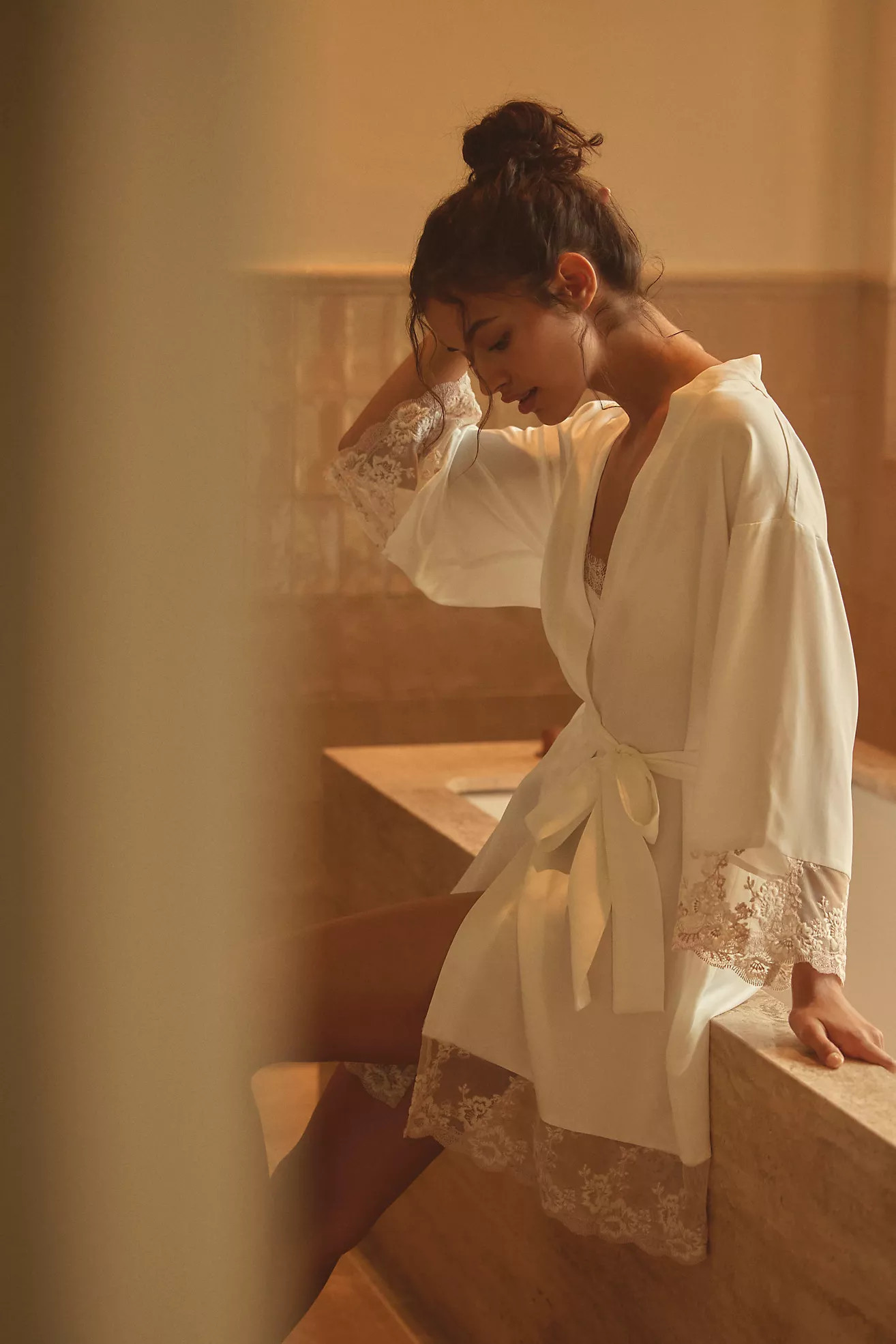 Flora Nikrooz Rosa Lace-Trimmed Robe | Anthropologie (US)