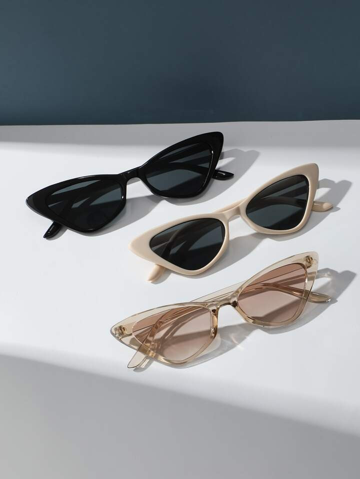 Cute 3pairs Cat Eye Fashion Glasses Travel Accessories,School | SHEIN USA | SHEIN