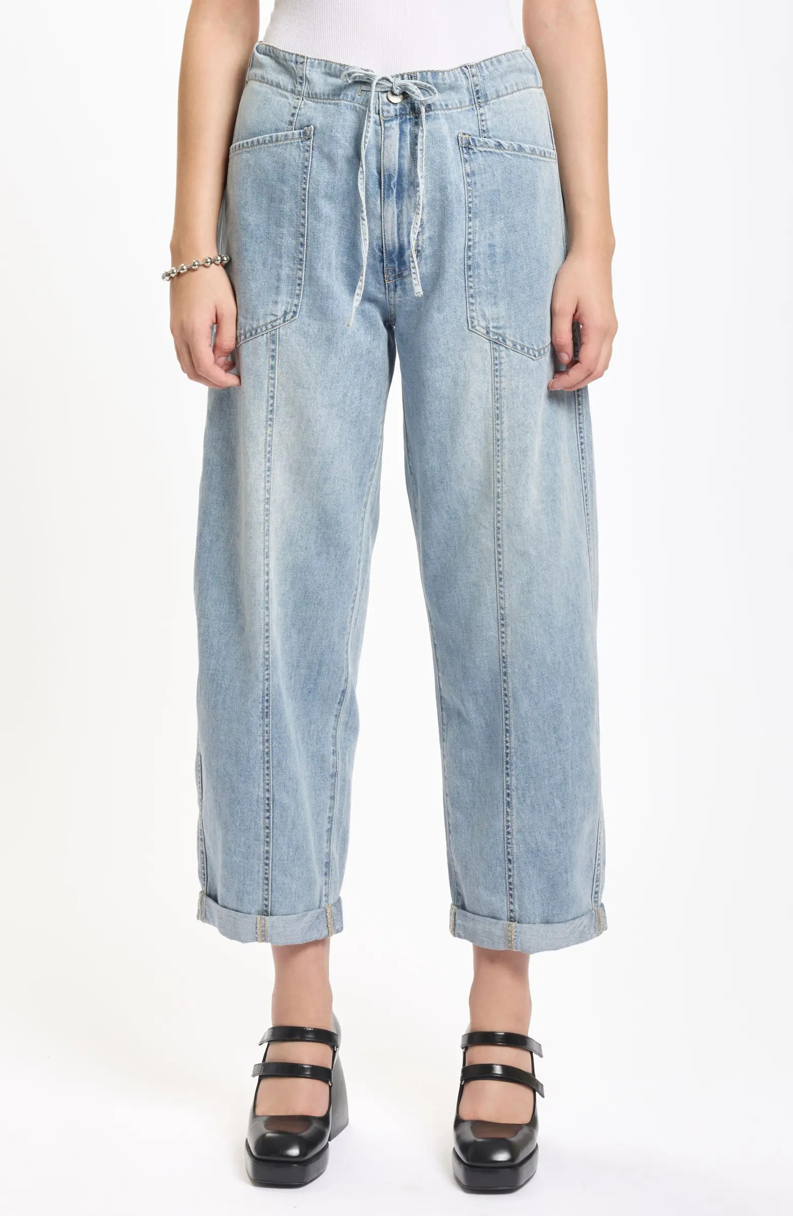 DAZE Villa Drawstring Ankle Straight Leg Jeans | Nordstrom | Nordstrom