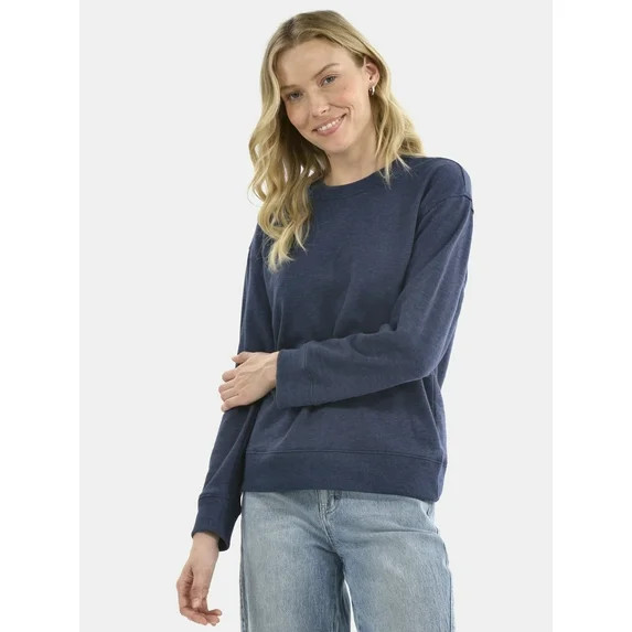 Time and Tru Women's and Women's Plus Crewneck Sweatshirt with Long Sleeves, Sizes XS-4X | Walmart (US)