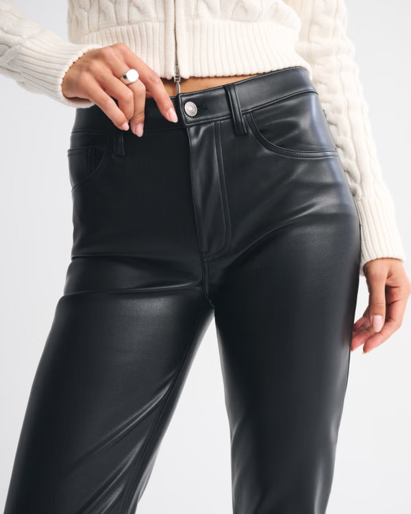 High Rise 90s Straight Vegan Leather Pant | Abercrombie & Fitch (US)