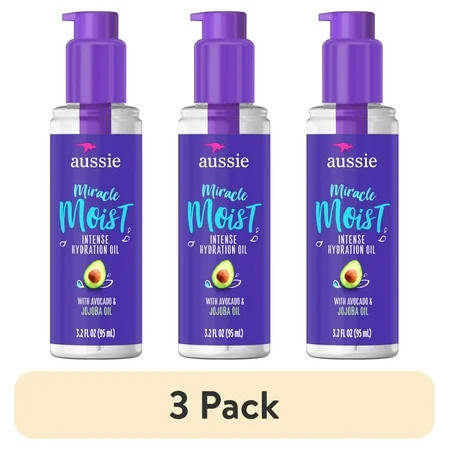 (3 pack) Aussie Miracle Moist Intense Hydration Hair Oil with Jojoba Oil for Dry and Damaged Hair 3.2 fl oz | Walmart (US)