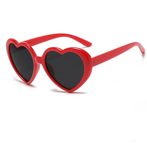 Armear Women Fashion Oversized Heart Sunglasses Retro Lady Girl Cute Love Shaped Large Plastic Eyeglasses Red | Amazon (US)