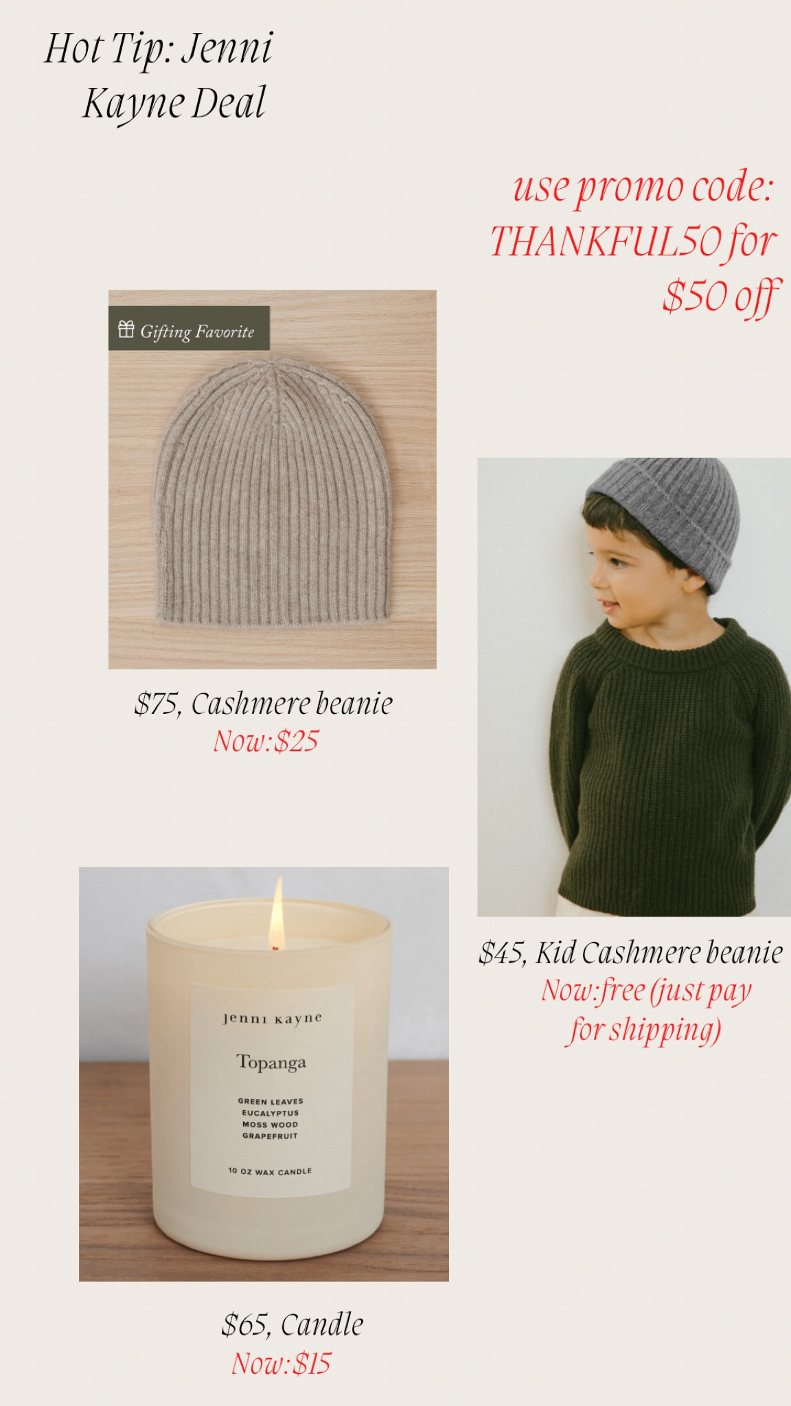 Hot tip: Jenni Kayne promo code ‘THANKFUL50’ for $50 off

#LTKsalealert #LTKSeasonal #LTKFind