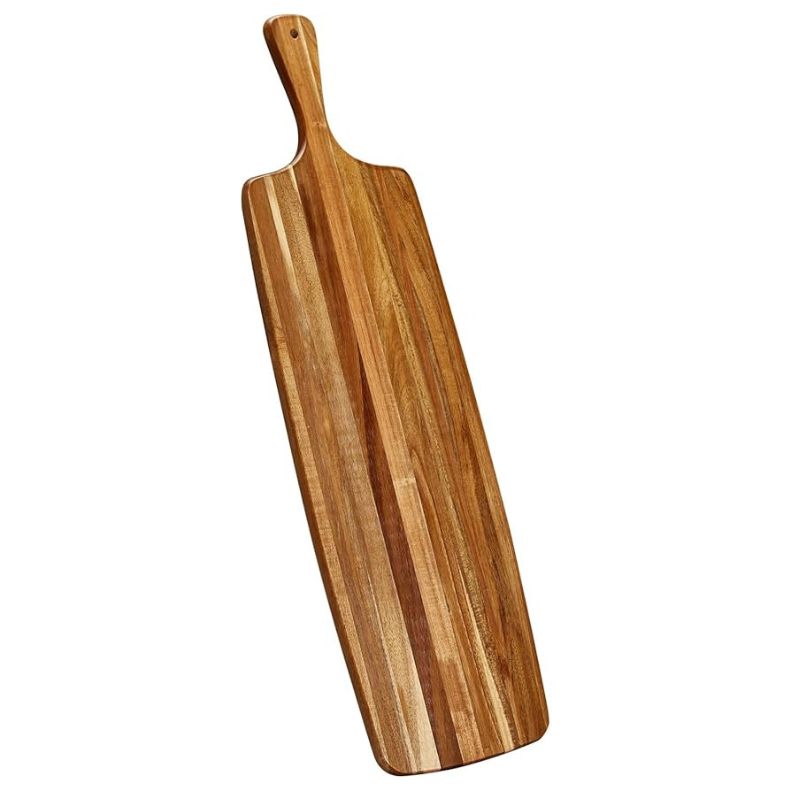 Acacia Wood Cutting Board and Large Charcuterie Board with Handle - Long Serving Board for Veggie... | Amazon (US)