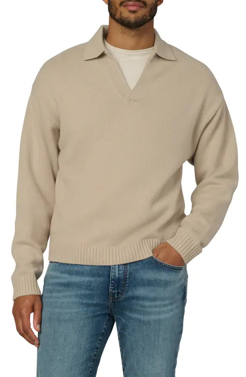Joe's Relaxed Johnny Collar Wool Sweater in Simply Taupe at Nordstrom, Size Large | Nordstrom