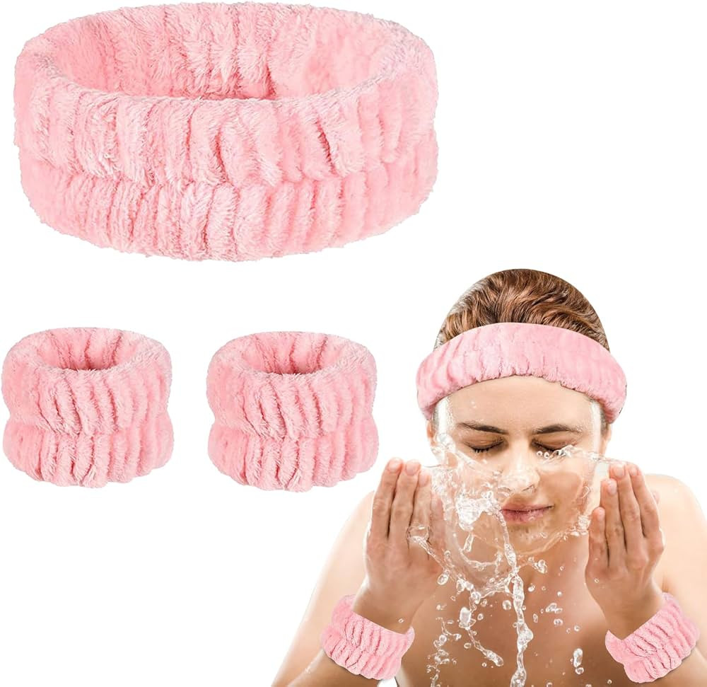 3Pcs Spa Headband and Wristband Set Skincare Headband Face Wash Bracelets Skin Care Wrist Bands M... | Amazon (CA)