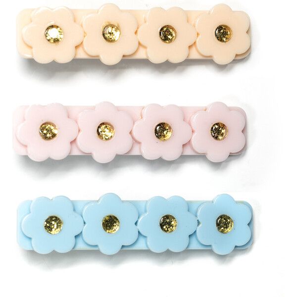 Fresh Flowers Alligator Clips Set of 3, Pink/Blue/Cream - Lilies & Roses Hair Accessories | Maiso... | Maisonette