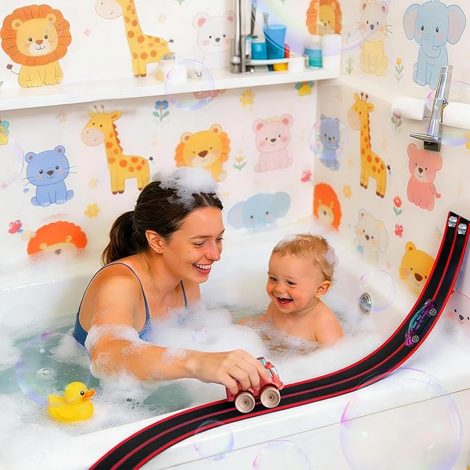 Race Car Bath Toy Set, Toddler Bath Toys, Flex Race Track Car Set, Kids Bathtub Gift, Including M... | Amazon (US)