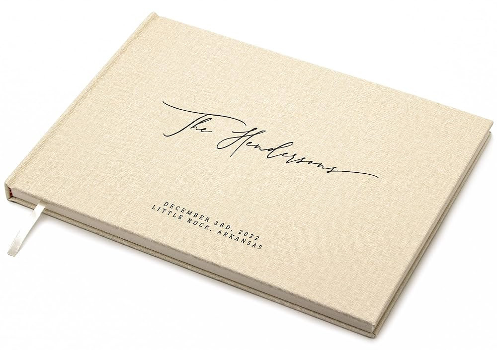 MUUJEE Personalized Premium Guestbook in Cream - Custom Modern Guest Book for Wedding Reception o... | Amazon (US)
