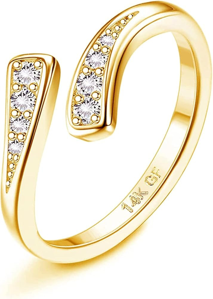 Jstyle 14k Gold Filled Toe Rings for Women Adjustable Toe Ring Band Rings Cubic Zirconia Daisy Fl... | Amazon (US)