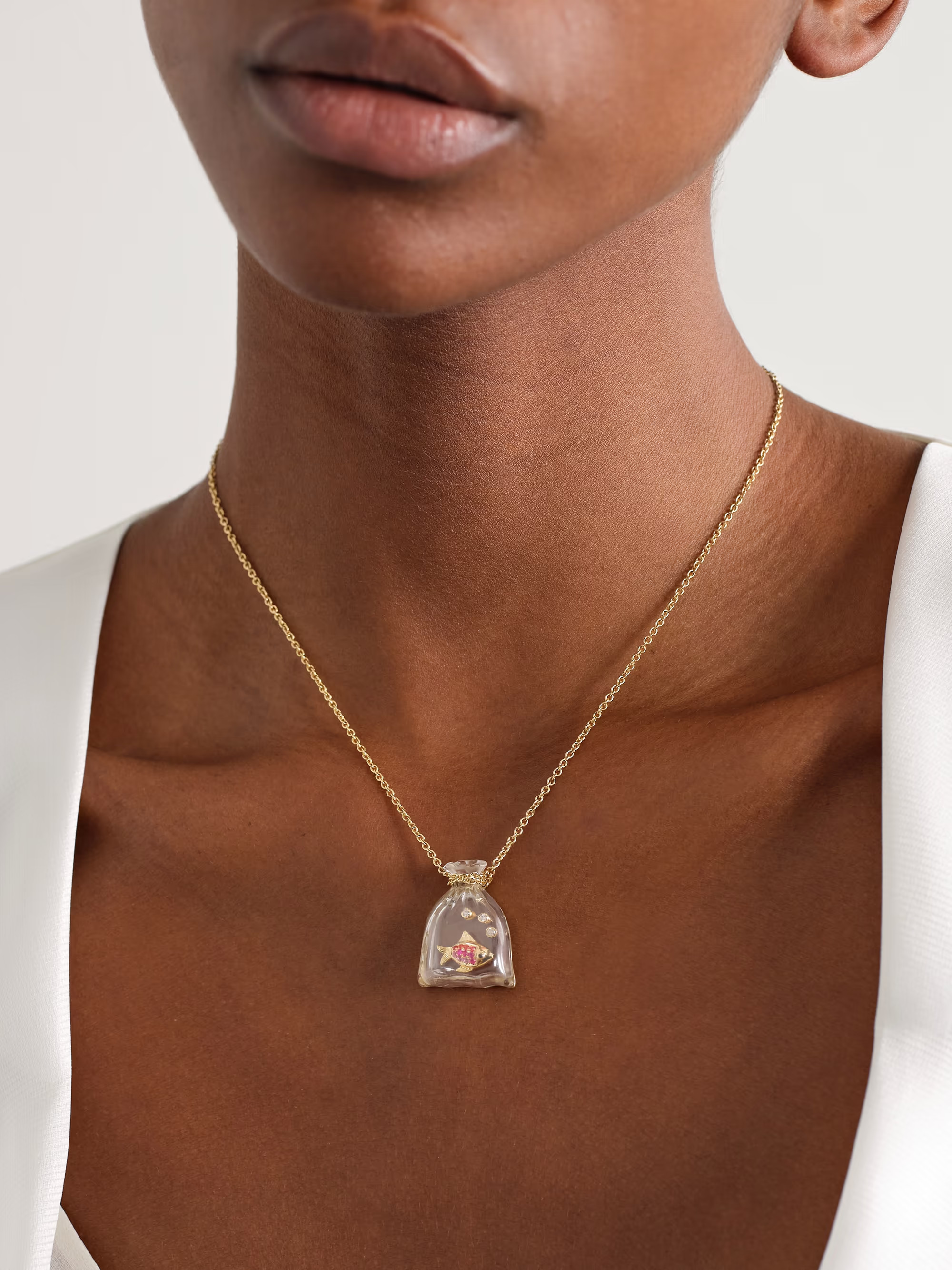 Poisson Rouge 9-karat gold multi-stone necklace | NET-A-PORTER (US)