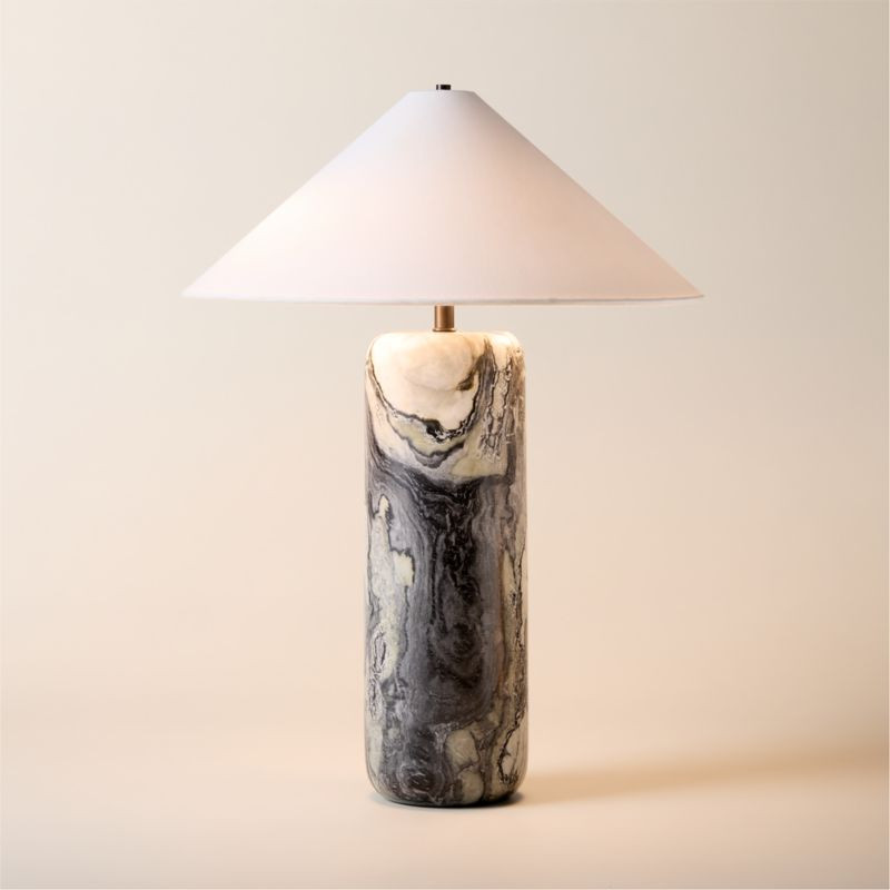 Block Tall Floral Jade Marble Table Lamp | CB2