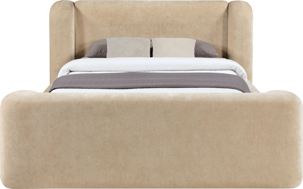 Modena Chenille Fabric Upholstered King Bed In Beige | 1stopbedrooms