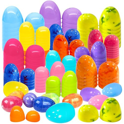 Aviski 40Pcs Assorted Sizes Painted Large Small Iridescent Marble Plastic Easter Eggs for Kids Basket Bag Stuffers Fillers, Easter Hunt Game, Toys Filling Treats and Easter Theme Party Favor | Amazon (US)