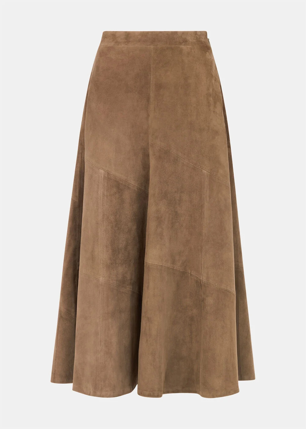 Taupe Zig Zag Panel Suede Skirt | WHISTLES | Whistles UK | | Whistles