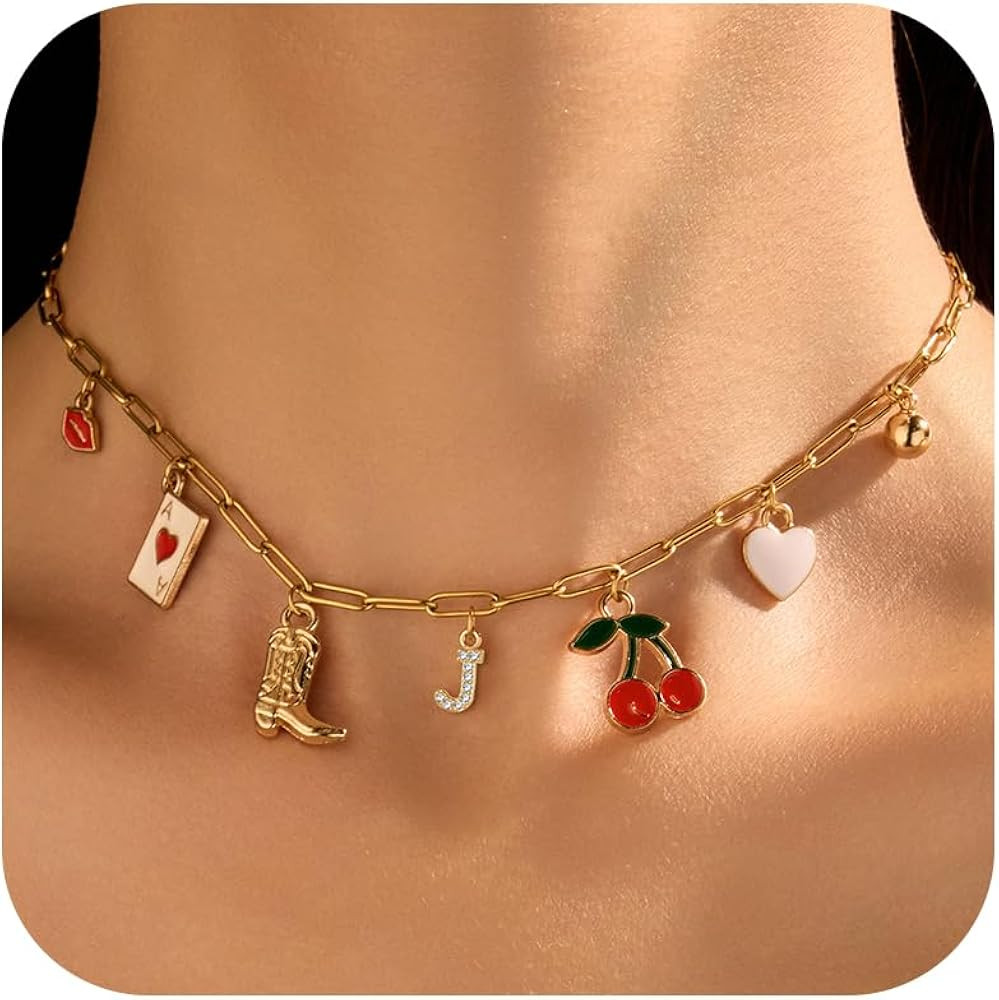 Dcfywl731 Charm Necklace Shell Western Necklaces for Women Initial Necklaces Cherry Cowgirl Cowbo... | Amazon (US)