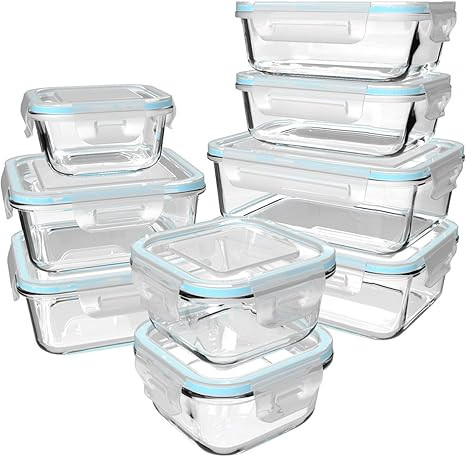 18 Piece Glass Food Storage Containers with Lids, Glass Meal Prep Containers, Glass Containers fo... | Amazon (US)