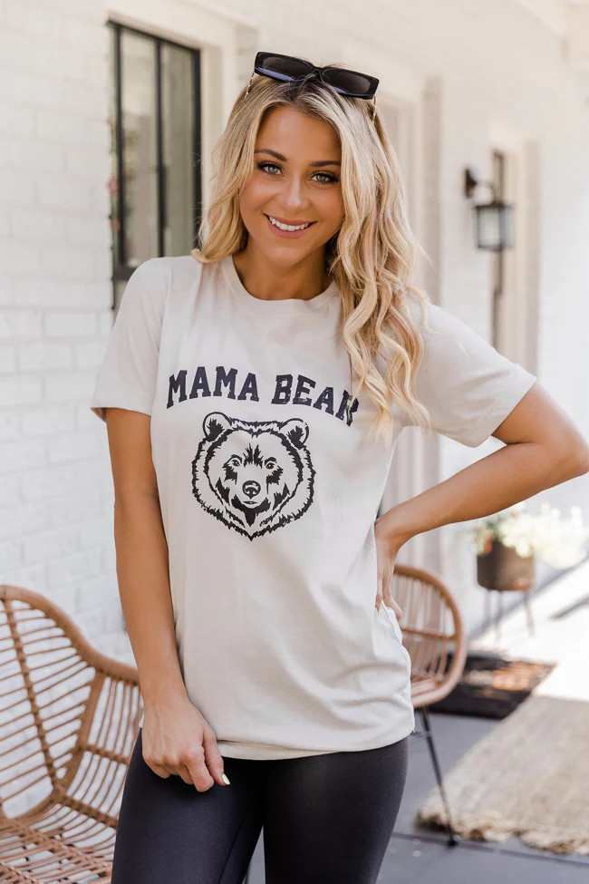 Mama Bear Graphic Heather Dust Tee | Pink Lily