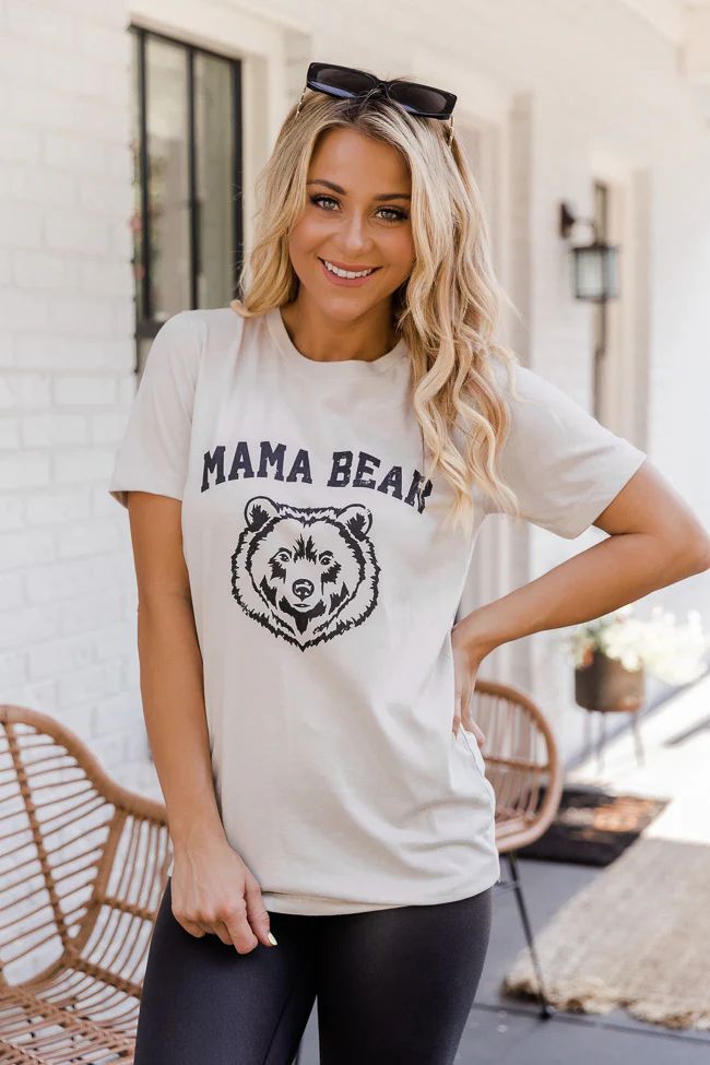 Mama Bear Graphic Heather Dust Tee | Pink Lily