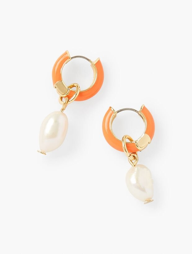 Enamel Charm Hoop Earrings | Talbots