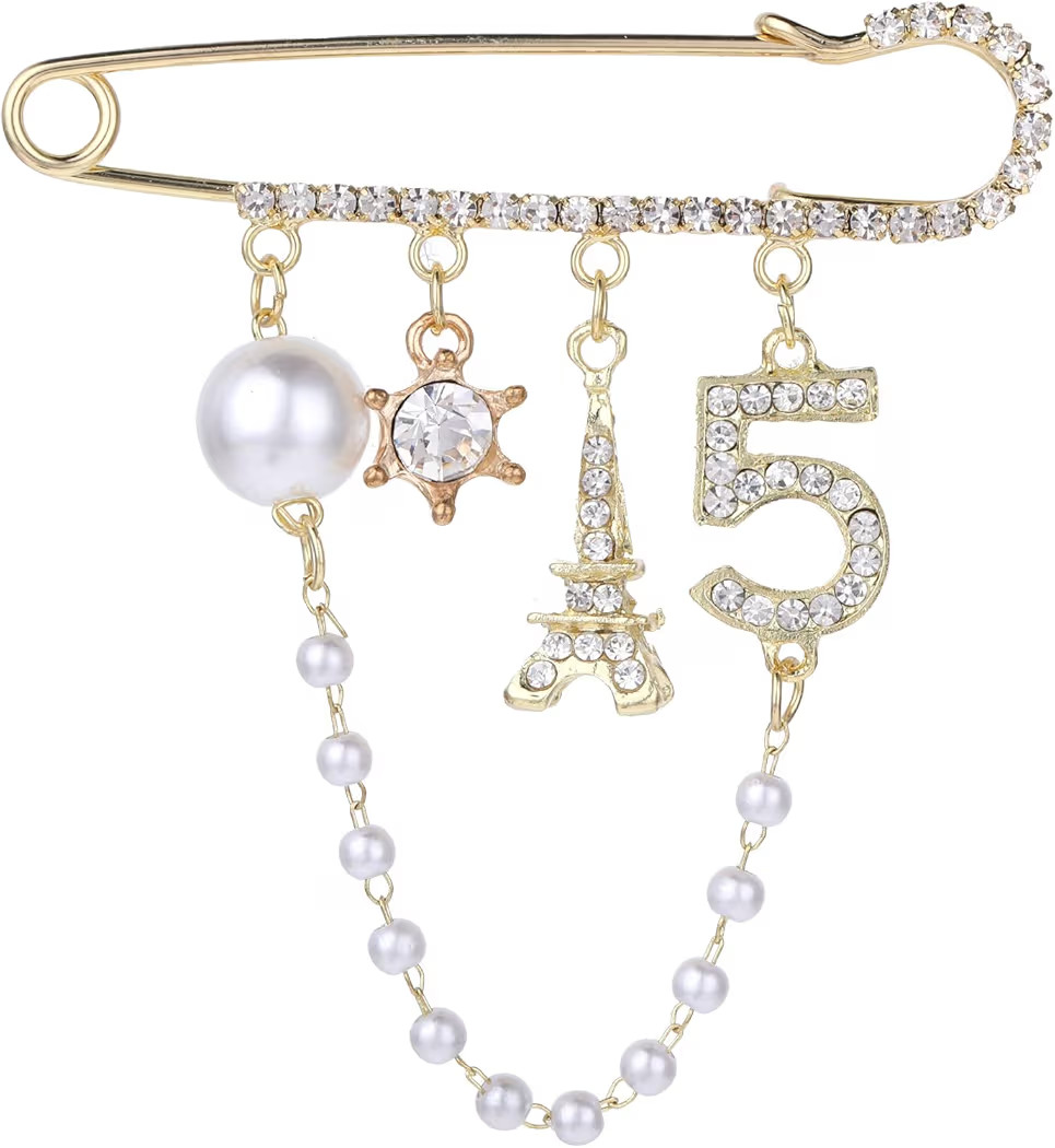 Number 5 Lapel Brooches and Pins, Designer Brooches for Women Vintage Gold Pins and Brooch Imitat... | Amazon (US)