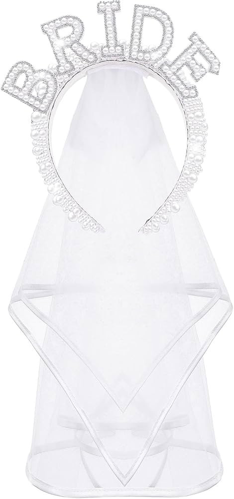 Wavyknot Bride Headband with Veil Bachelorette Party Decorations Bridal Headband for Wedding Crow... | Amazon (US)