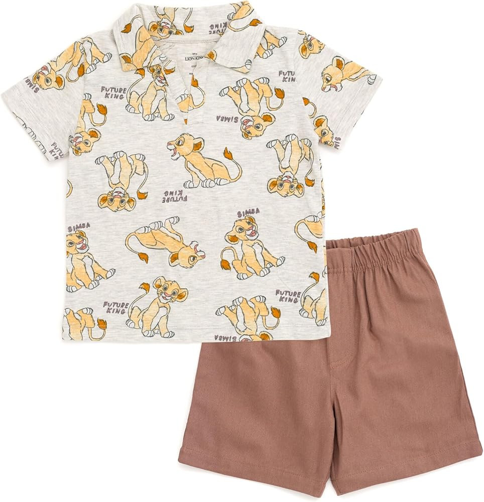 Disney Polo Shirt and Twill Shorts Outfit Set Toddler to Big Kid Sizes (2T - 10-12) | Amazon (US)
