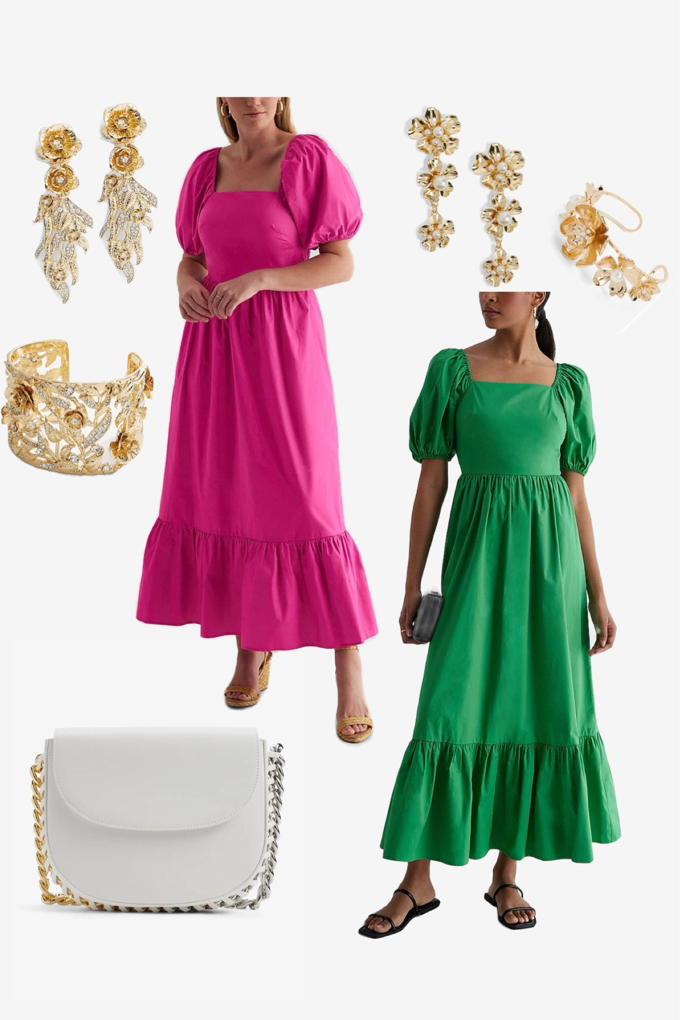 Express women’s fashion dresses puffy sleeves pink green floral maxi dress elegant summer gold jewelry accent pearl rhinestone white h&m Zara handbag chain plus size fashion finds sale deals quality chandelier earrings bangle cuff 

#LTKstyletip #LTKsalealert #LTKunder100