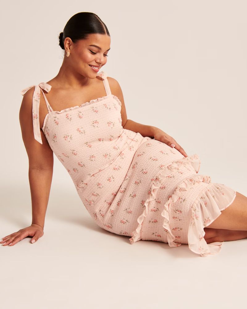 Tiered Smocked Midi Dress | Abercrombie & Fitch (US)