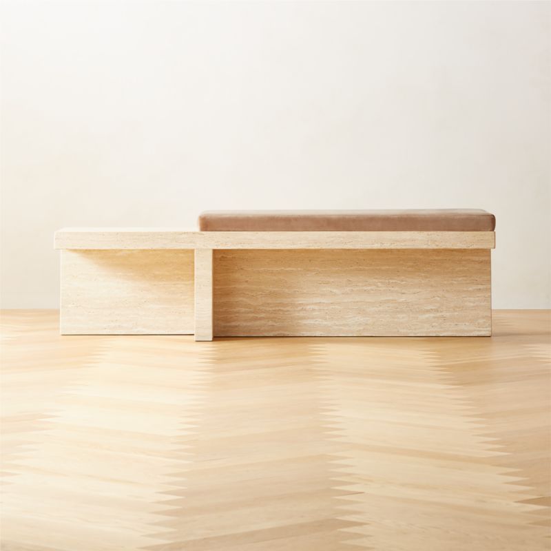 Pierre Modern Travertine Bench | CB2 | CB2