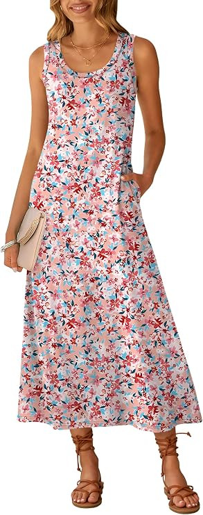 ANRABESS Womens Maxi Dresses 2026 Summer Casual Scoop Neck Sleeveless Long Tank Dress Beach Sundr... | Amazon (US)