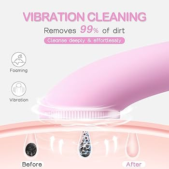 PRITECH Facial Cleansing Brush, Rechargeable Silicone Face Scrubber with Heat Massage End, Vibrat... | Amazon (US)