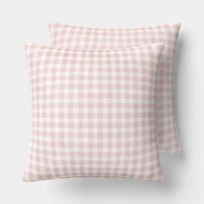 2pk Window Pane Gingham Toss Throw Pillow Pink - Room Essentials™ | Target