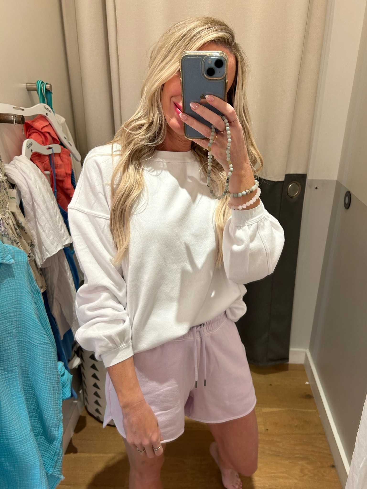 Those whole outfit is beyond comfy!! The sweatshirt and shorts come in so many colors! Heart my post to get alerted when it all goes on sale starting Friday for the ltk exclusive sale! 

#LTKstyletip #LTKsalealert #LTKSpringSale