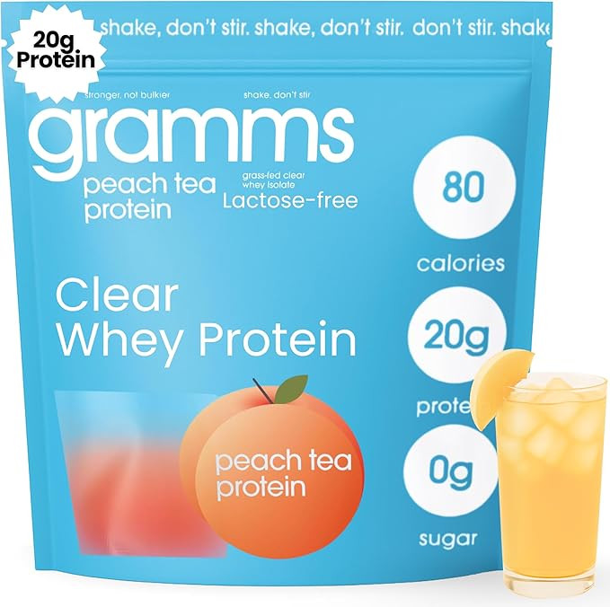Clear Protein Powder, Peach Tea | 20g Protein Grass-Fed Whey Isolate, Zero Sugar, Zero Lactose, N... | Amazon (US)