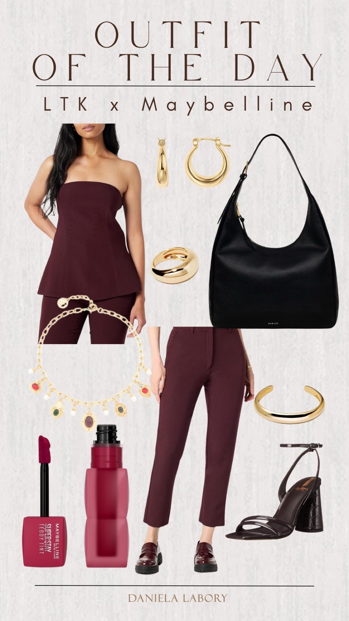 Outfit of the day, burgundy outfit, Maybelline superstay teddy tint, black bag, gold accessories.#LTKShoeCrush #LTKStyleTip

Follow my LTK @danilabory on the @shop.LTK app to view this post and get my exclusive app-only content!

#liketkit #LTKBeauty
@shop.ltk
https://liketk.it/4Zn31

#LTKOver40 #LTKSaleAlert #LTKCyberWeek