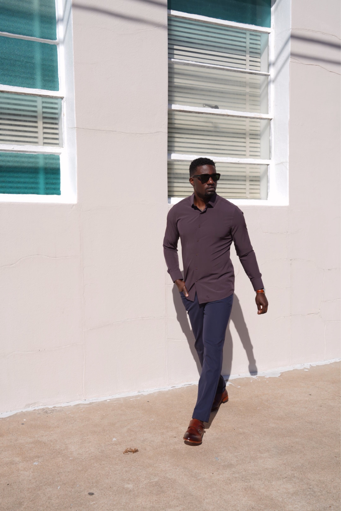 Men’s casual work outfit: 
Deep Plum colored button up shirt and slim fit navy chino pants from State and Liberty, Monstrap shoes are from Beckett Simonon

#LTKworkwear #LTKmens #LTKstyletip