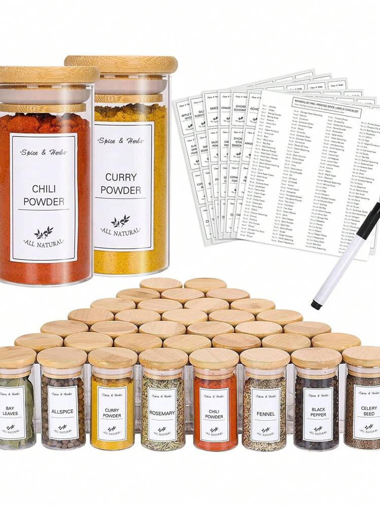 192pcs Kitchen Food Label Set, Spice Jar Labels, Glass Bottle Stickers, White Food Classification... | SHEIN