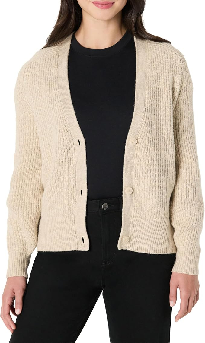 Amazon Essentials Women's Soft Touch Ribbed V Neck Blouson Cardigan Sweater | Amazon (US)